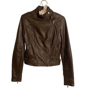 Sparkle & Fade Dark Brown Leather Motorcycle  Jacket
